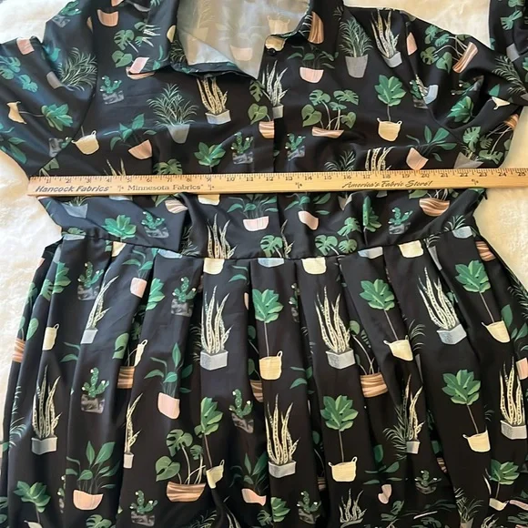 Eloquii Dress Potted Plants Fit & Flare Black Size 22 - Picture 9 of 15
